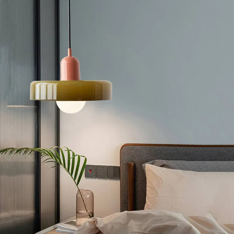 Suspension en verre – Éclairage design élégant aux couleurs douces pour salle à manger ou chambre