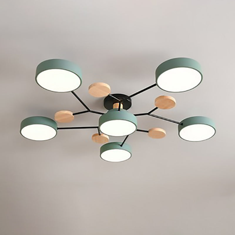 Plafonnier LED Rond Scandinave à Branches - Suspension Semi-Encastrée