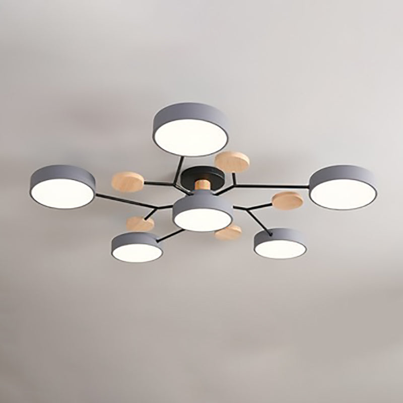 Plafonnier LED Rond Scandinave à Branches - Suspension Semi-Encastrée