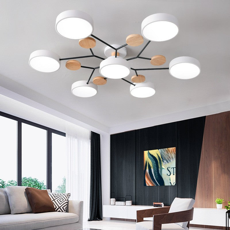 Plafonnier LED Rond Scandinave à Branches - Suspension Semi-Encastrée