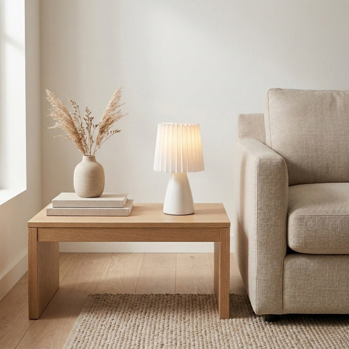 scandinavian ceramic pleated table lamp