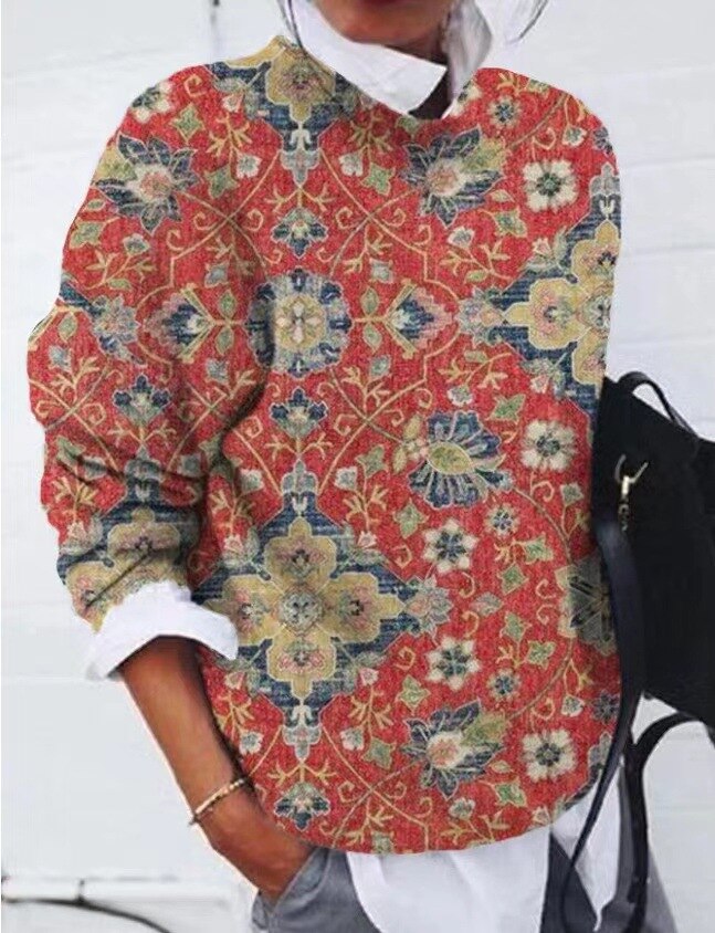 Pull Femme à Motifs Floraux - Tricot Doux Imprimé