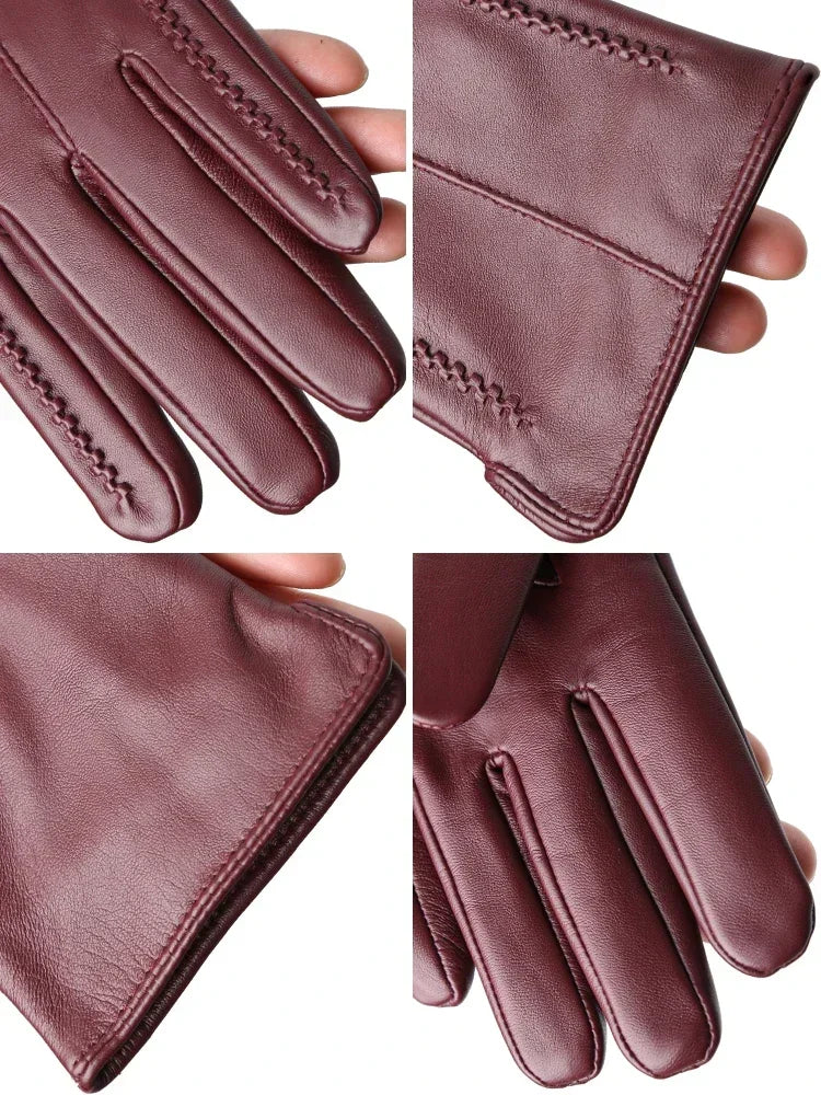 Gants d'Hiver Femme en Cuir, Doublure Polaire Chaude