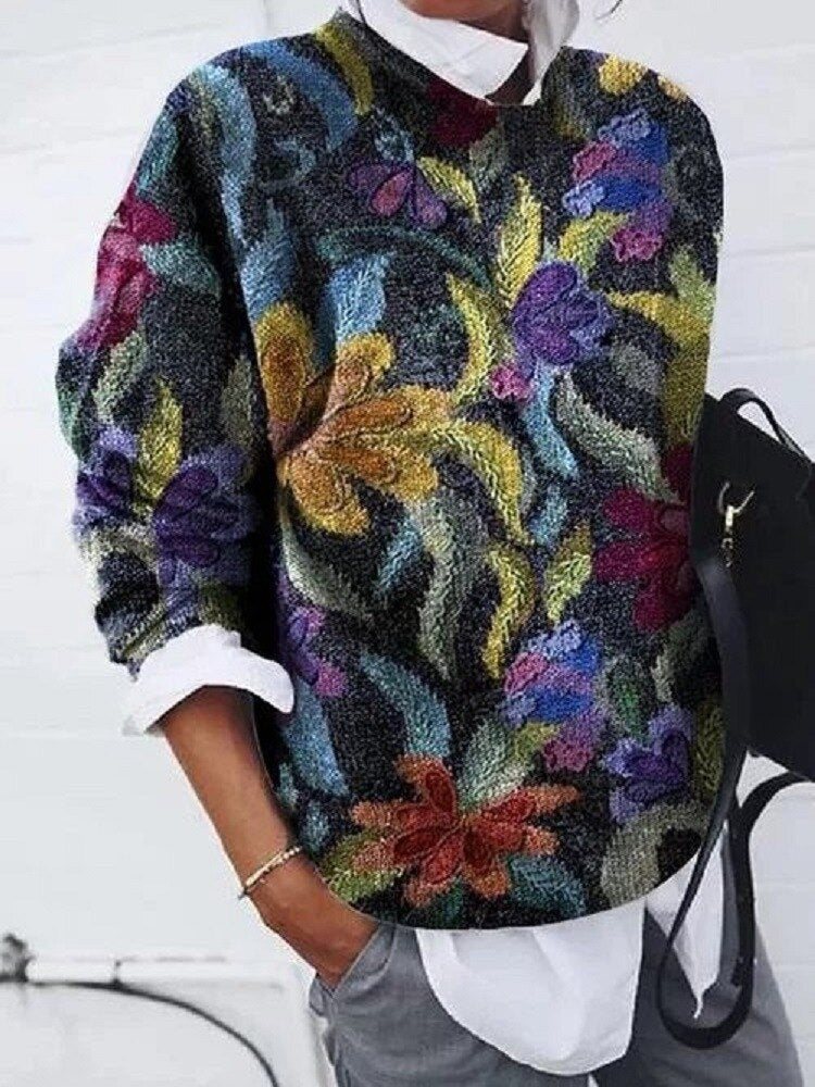 Pull Femme à Motifs Floraux - Tricot Doux Imprimé