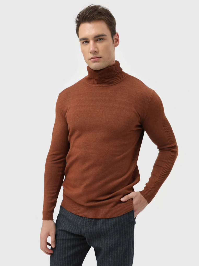 Pull Col Roulé Homme en Maille Fine