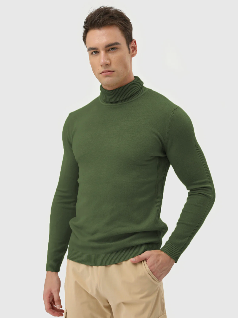 Pull Col Roulé Homme en Maille Fine
