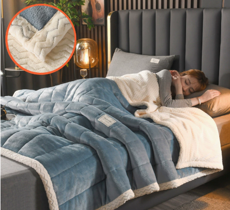 3-Layer Fleece and Flannel Throw - Warm Winter Blanket