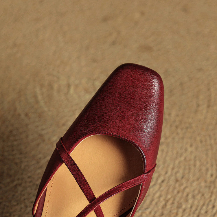 Escarpins Femme en Cuir Véritable - Talon Bloc Stable