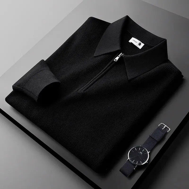 Pull Homme Quart-Zip Maille Gaufrée