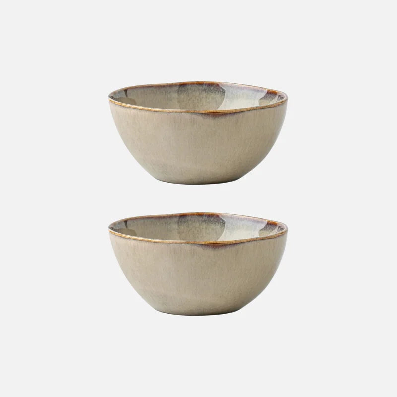 Set keramische ontbijtkommen – Natuurlijk beige, handgemaakt ontwerp voor ontbijt of salades