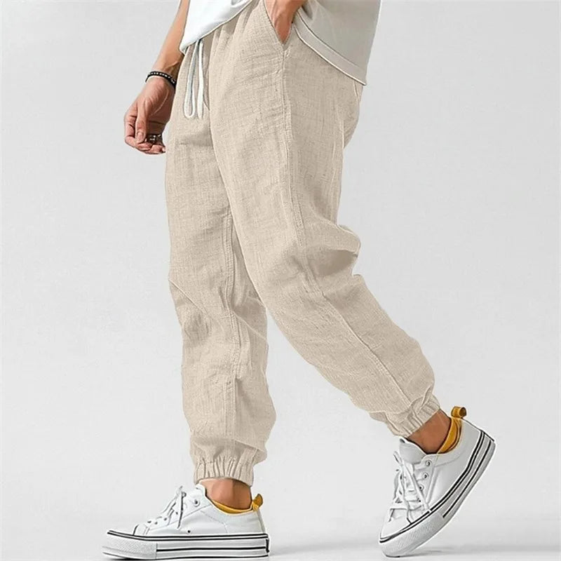 Pantalon Jogger Homme en Mélange de Lin