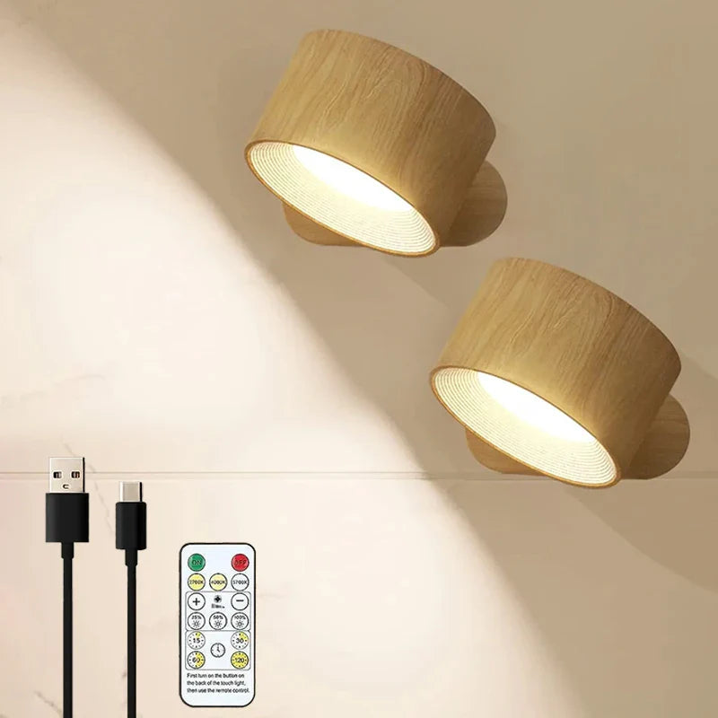 Rechargeable wall sconce – Cylindrical design, cordless with remote control, for the bedroom or living room
