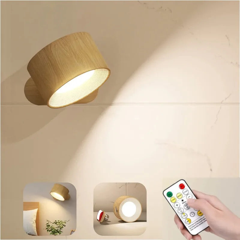 Rechargeable wall sconce – Cylindrical design, cordless with remote control, for the bedroom or living room