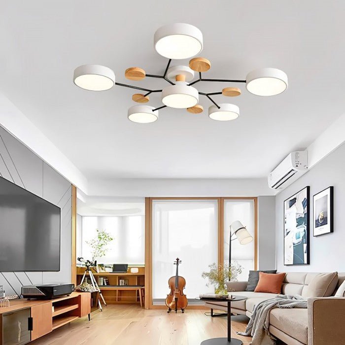 Plafonnier LED Scandinave à Branches Multiples - 4 à 7 Points Lumineux