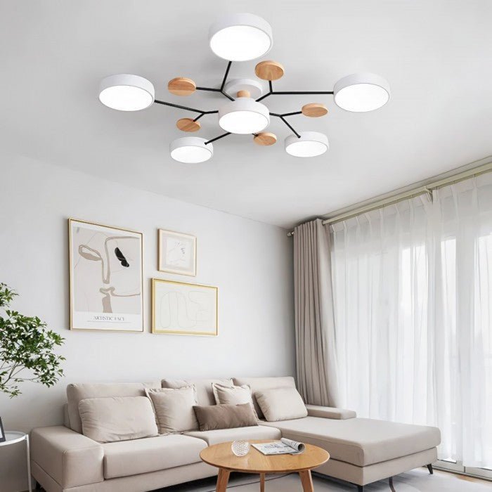 Plafonnier LED Scandinave à Branches Multiples - 4 à 7 Points Lumineux