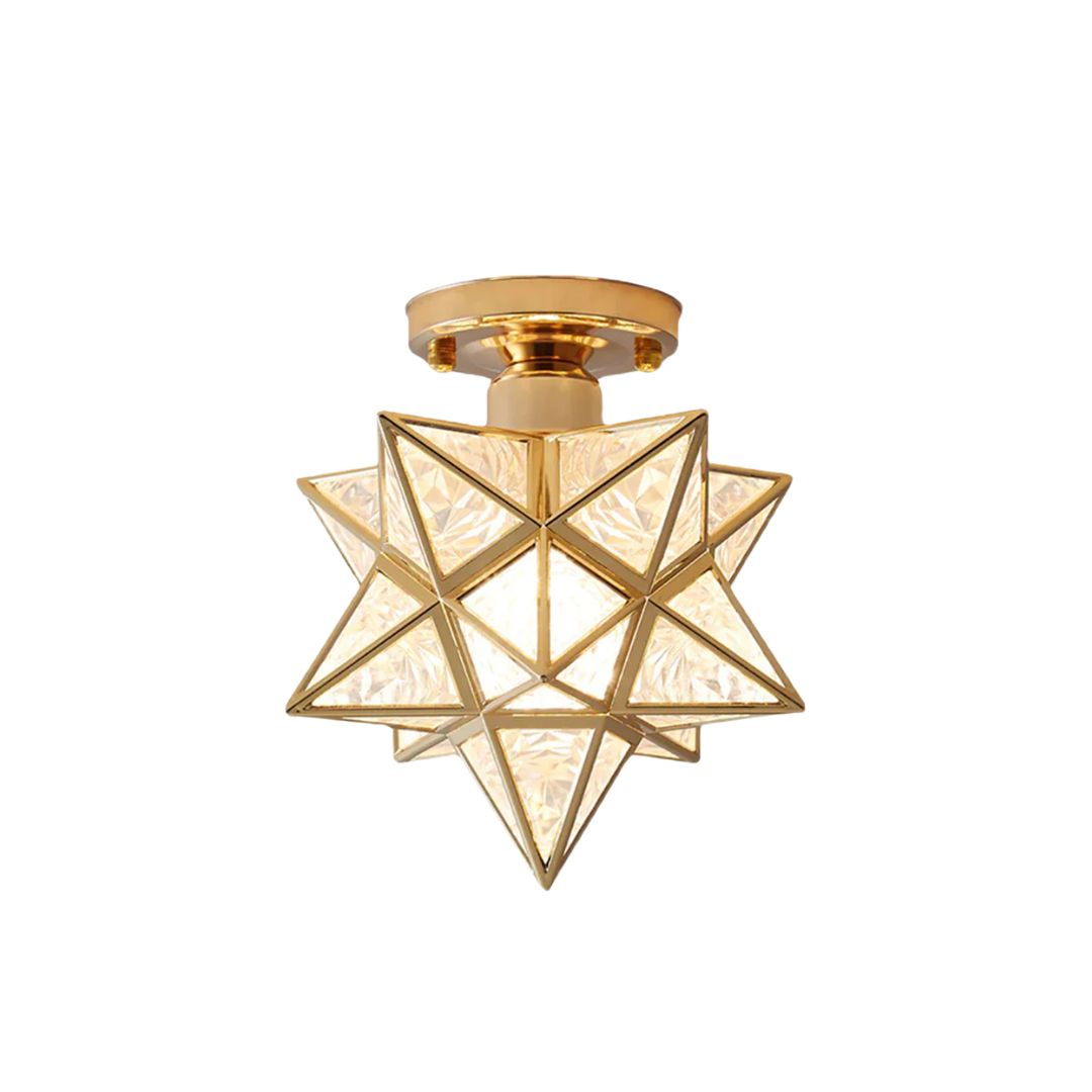 Star-shaped ceiling light – Gold, compact design for the entryway, dining room, or bedroom