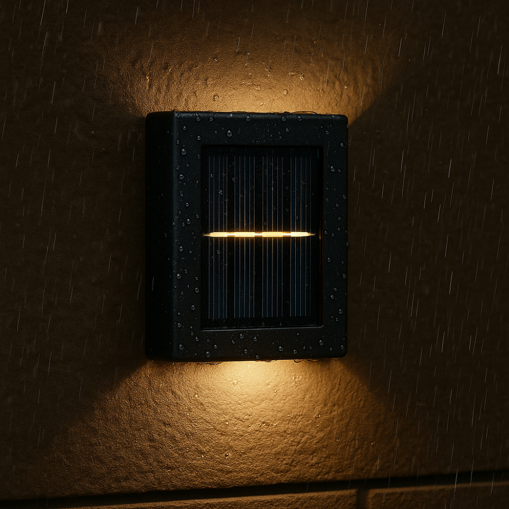 Black Solar Wall Light – Wireless, Modern Design for Garden or Balcony Lighting