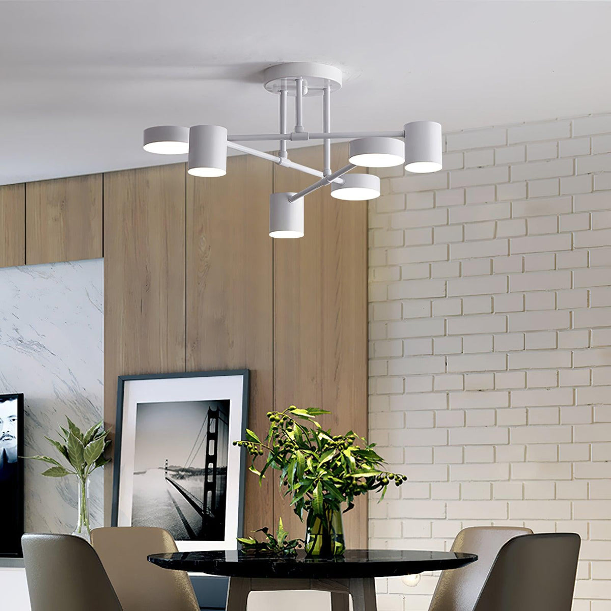 Plafonnier Design Sputnik à Bras Croisés et Têtes Cylindriques