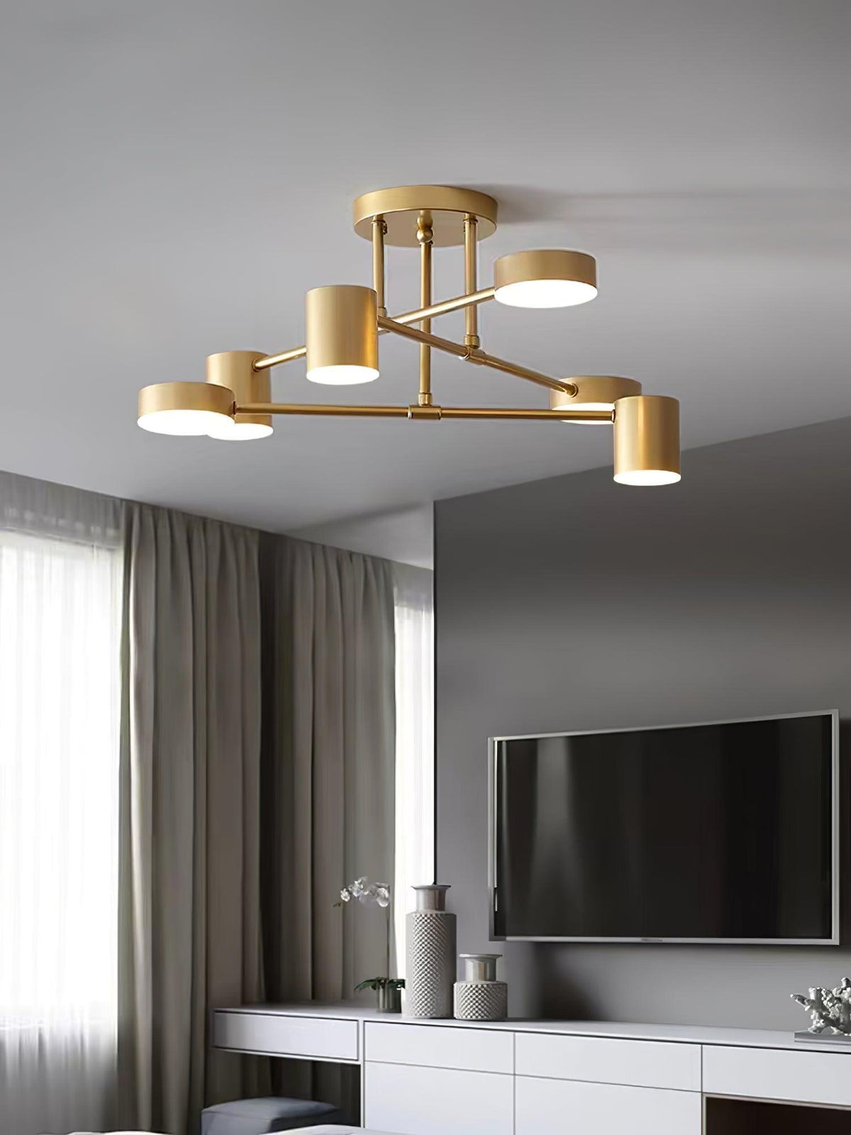 Plafonnier Design Sputnik à Bras Croisés et Têtes Cylindriques