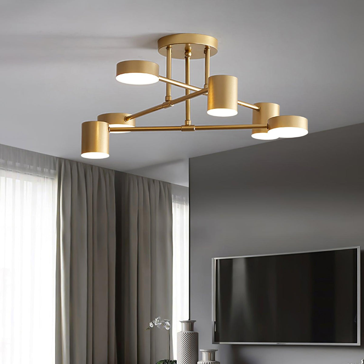 Plafonnier Design Sputnik à Bras Croisés et Têtes Cylindriques