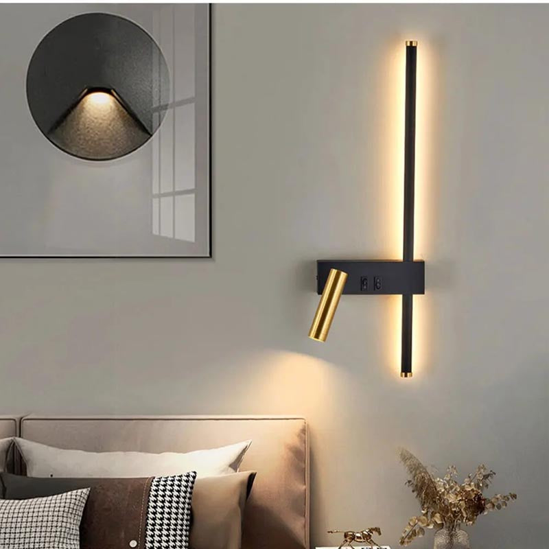 Applique Murale LED Barre Verticale et Spot Orientable