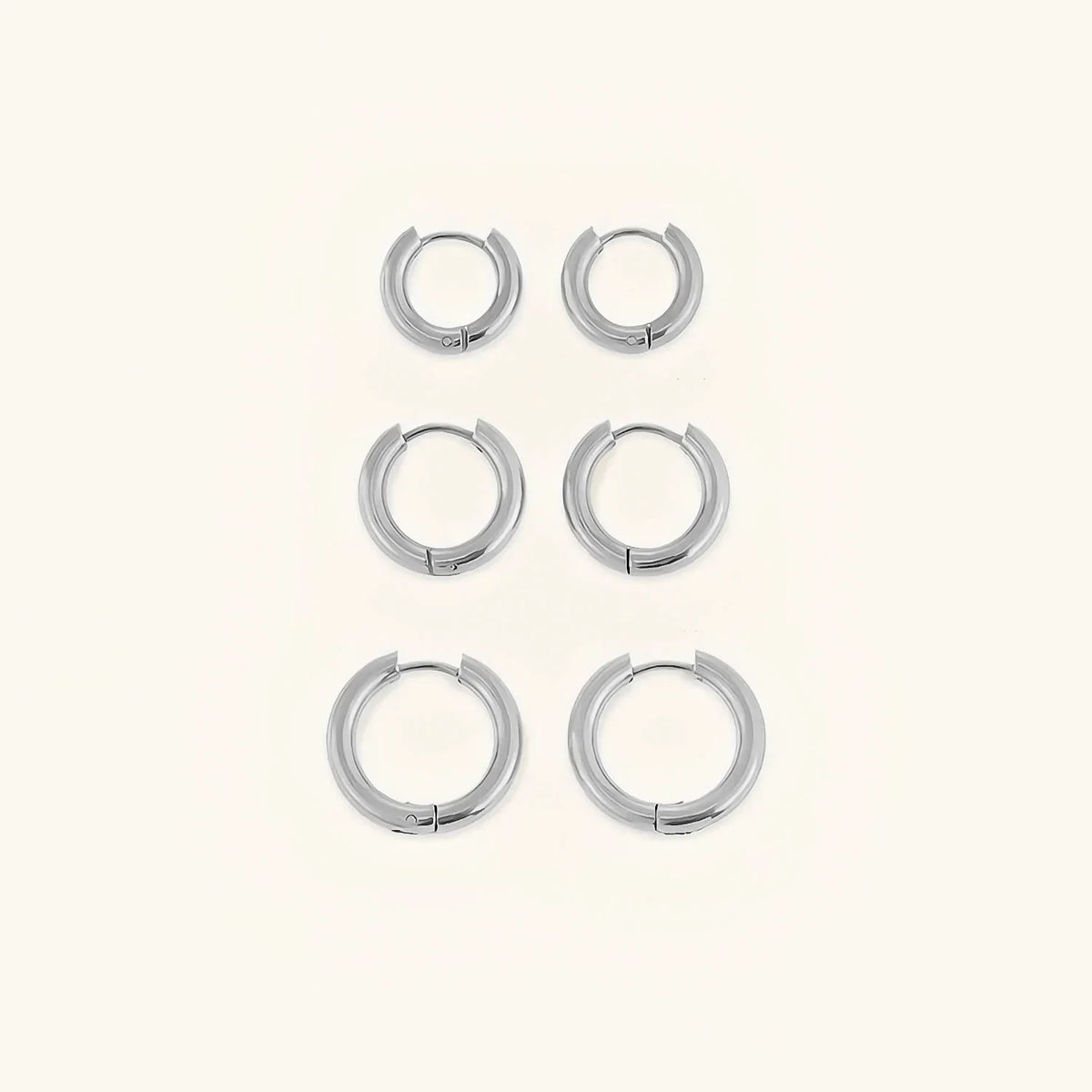 Boucles d'Oreilles Créoles Huggie Plaquées Or - Lot de Trois
