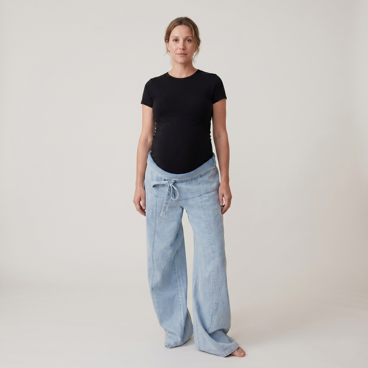 Jean de Grossesse Denim Coupe Large Taille Ajustable