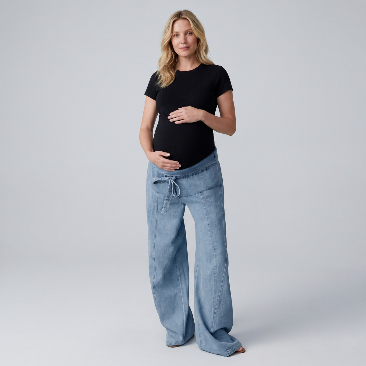 Jean de Grossesse Denim Coupe Large Taille Ajustable
