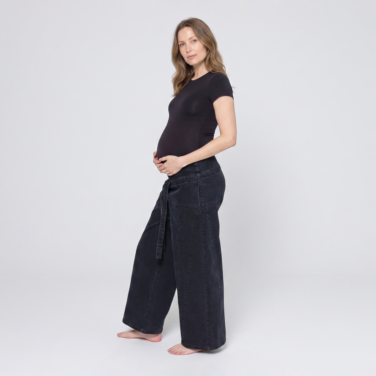 Jean de Grossesse Denim Coupe Large Taille Ajustable