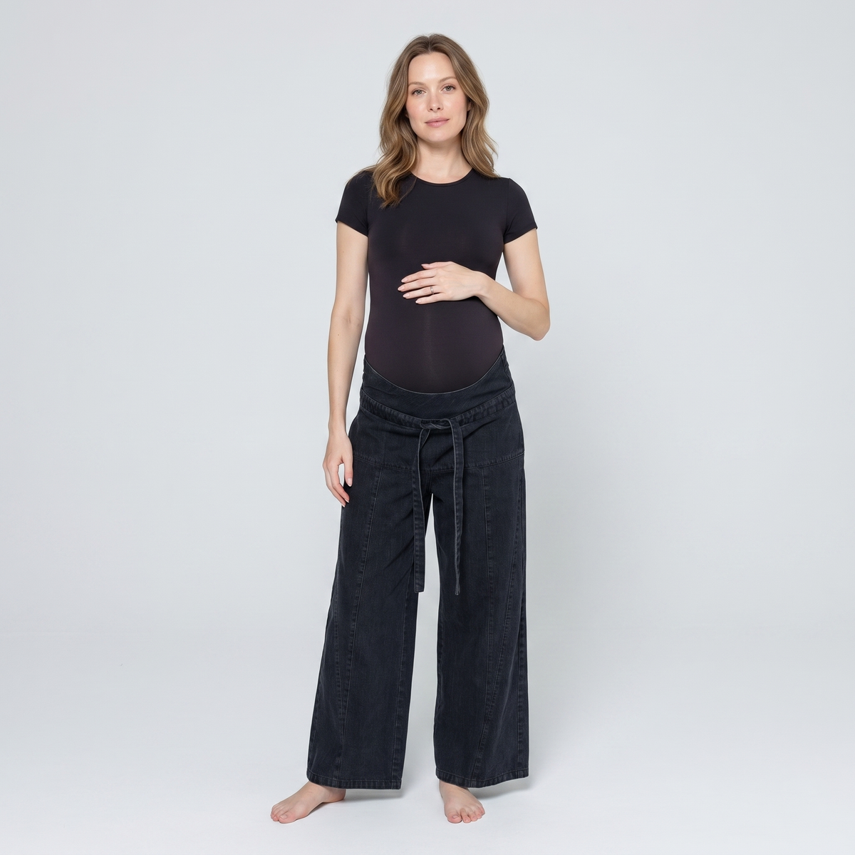 Jean de Grossesse Denim Coupe Large Taille Ajustable