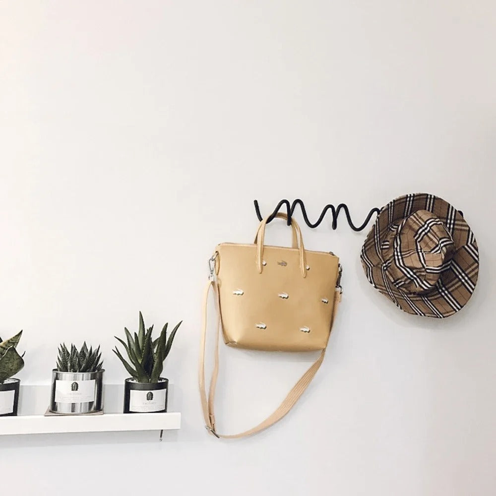 Porte-Manteau Mural en Fer Forgé, Design Ondulé – 3 ou 5 Crochets