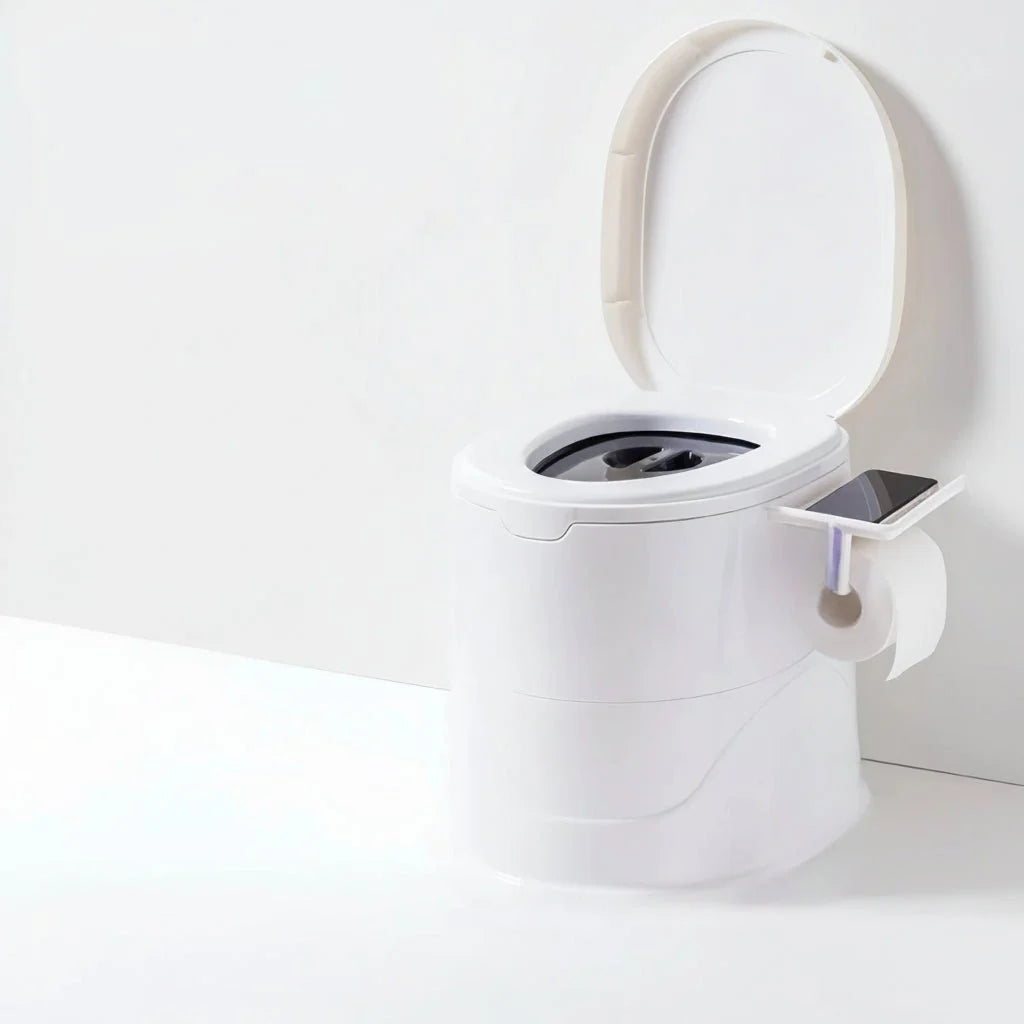 Tragbare mobile Toilette mit Deckel - Ideal für Camping & Reisen 6