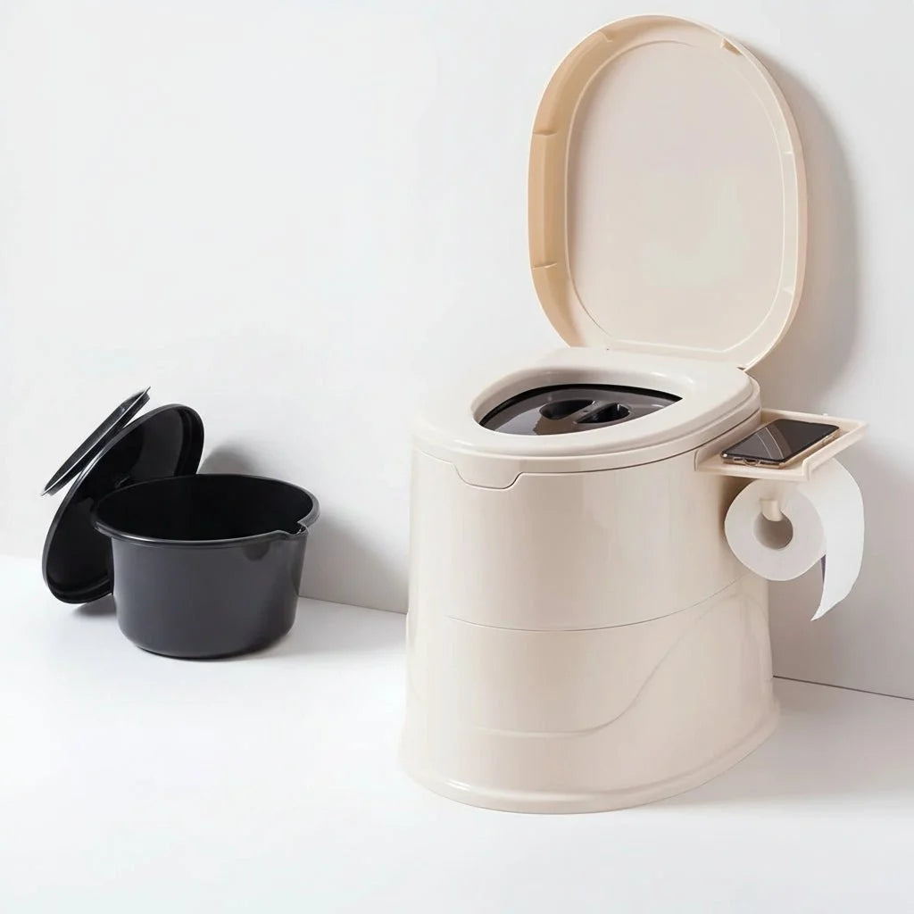 Tragbare mobile Toilette mit Deckel - Ideal für Camping & Reisen 7