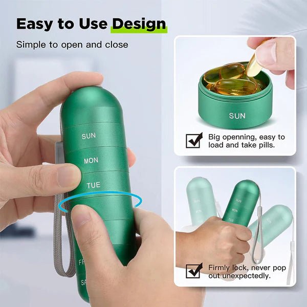 Pillendoos – Portable 7-Day Pill and Supplement Organizer, Perfect for Home and Travel