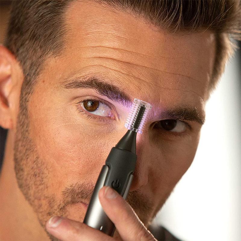 Draadloze precisietrimmer – grijs, roestvrijstalen mesjes voor het verzorgen van de baard, neus en wenkbrauwen