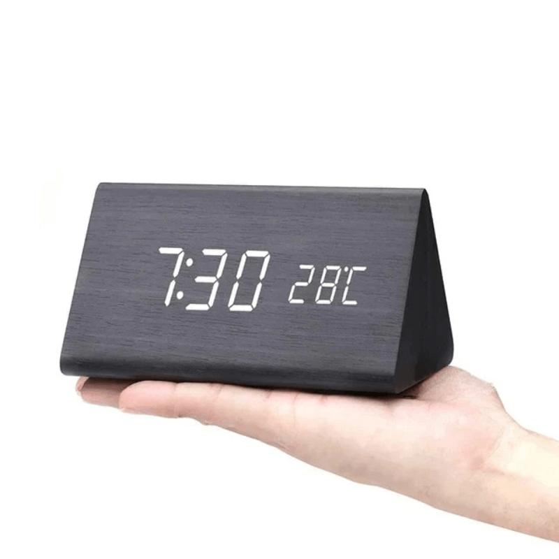 LED Wooden Clock – Natural Wood Finish, Elegant, and Voice-Controlled for the Living Room or Bedroom