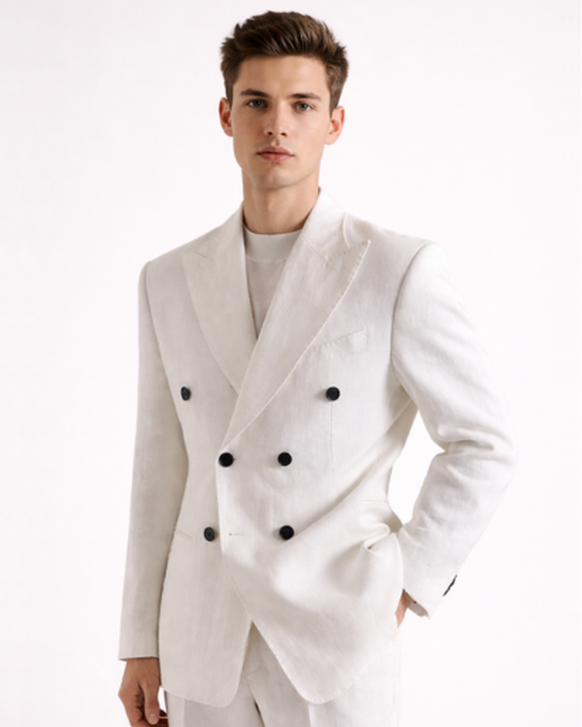 Blazer croisé homme coupe ajustée col tailleur