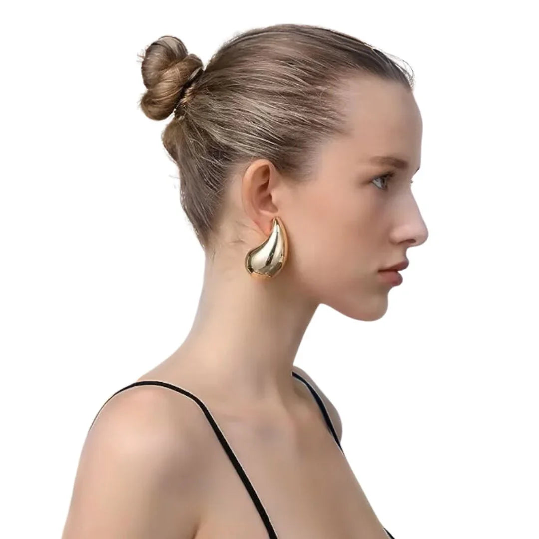 Boucles d'Oreilles Femme Goutte Plaquées Or, Acier Inoxydable