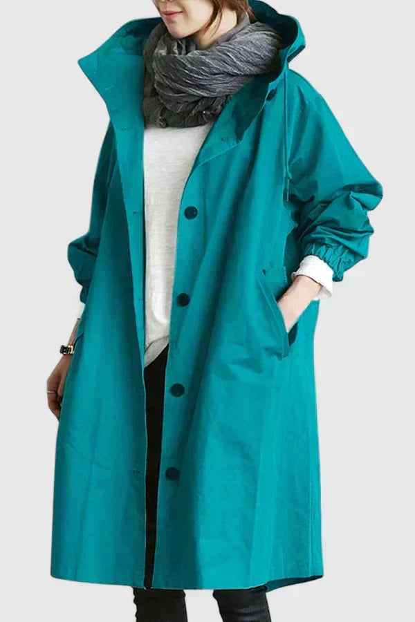 Manteau Femme Oversize à Capuche Réglable et Poignets Élastiqués
