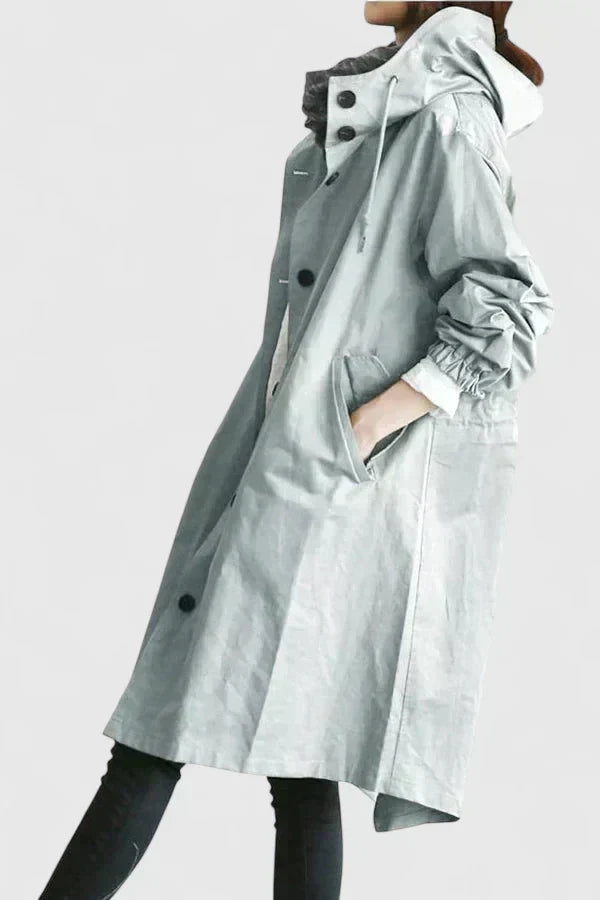 Manteau Femme Oversize à Capuche Réglable et Poignets Élastiqués