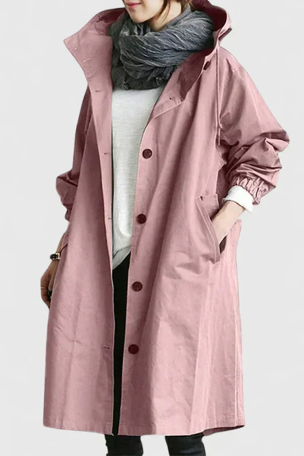 Manteau Femme Oversize à Capuche Réglable et Poignets Élastiqués