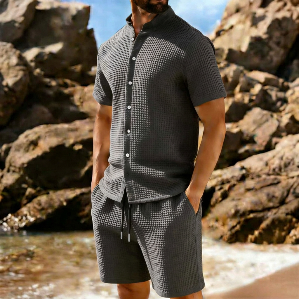 Ensemble Homme Chemise et Short en Maille Texturée