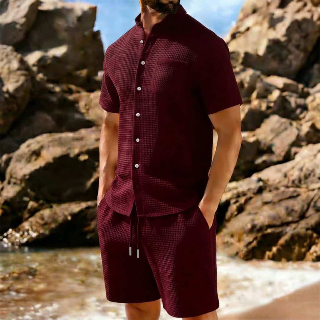 Ensemble Homme Chemise et Short en Maille Texturée