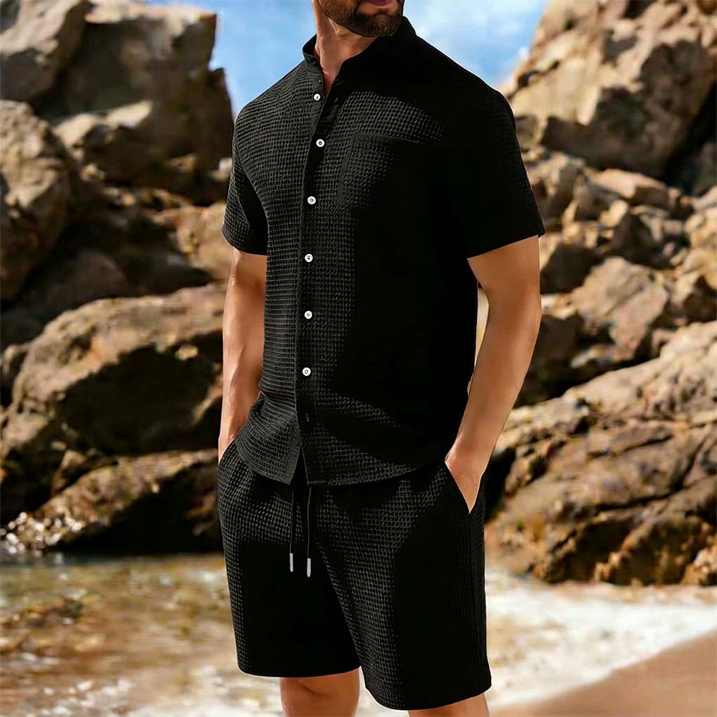 Ensemble Homme Chemise et Short en Maille Texturée