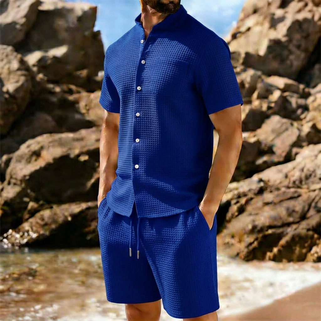 Ensemble Homme Chemise et Short en Maille Texturée
