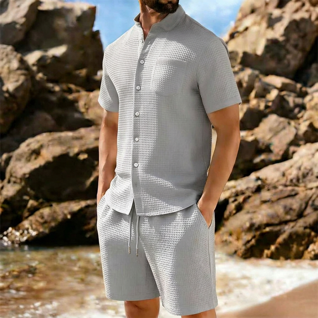 Ensemble Homme Chemise et Short en Maille Texturée