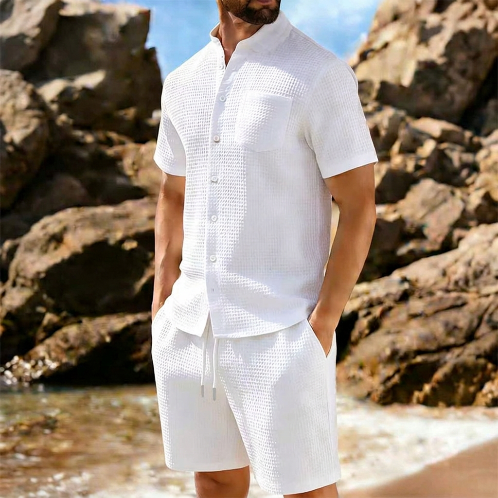 Ensemble Homme Chemise et Short en Maille Texturée