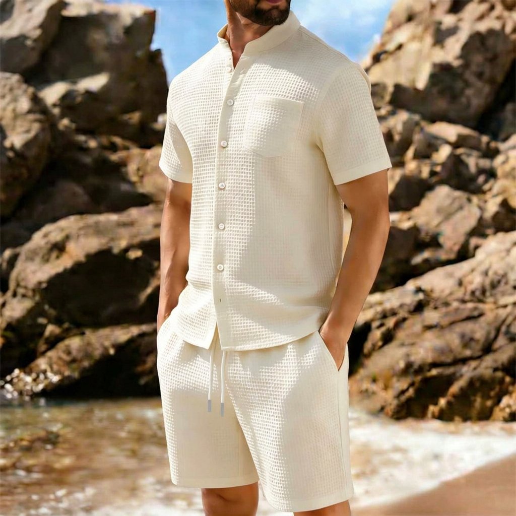 Ensemble Homme Chemise et Short en Maille Texturée