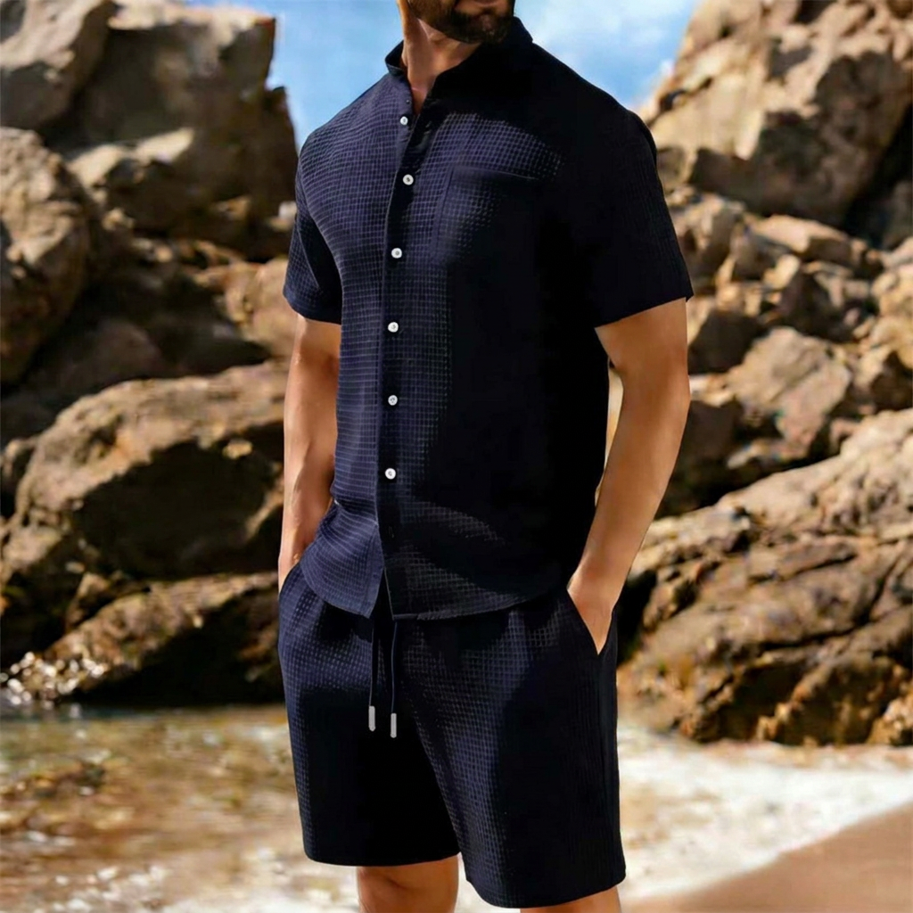 Ensemble Homme Chemise et Short en Maille Texturée