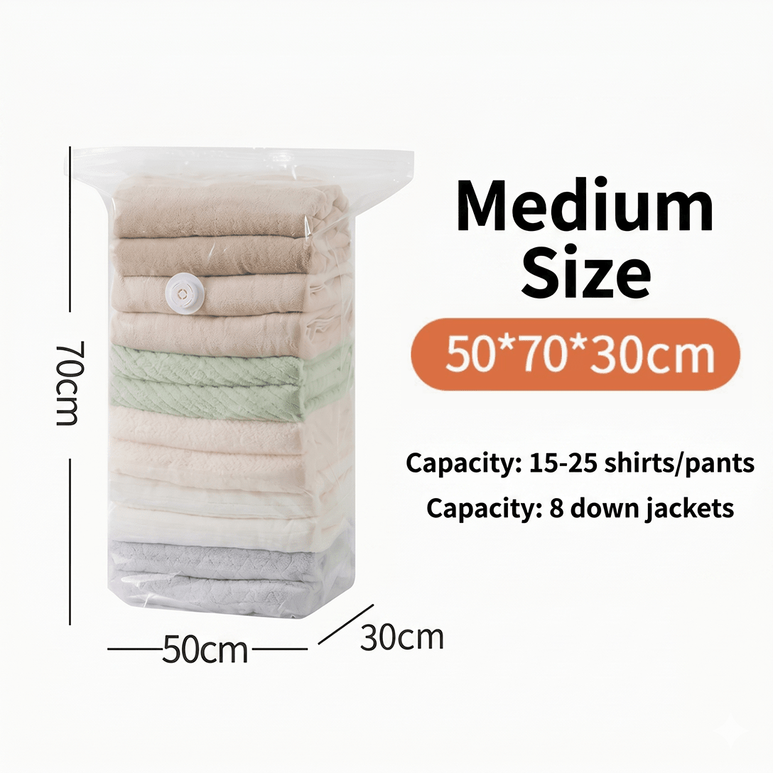 Sacs de Compression sous Vide sans Pompe pour Rangement Gain de Place